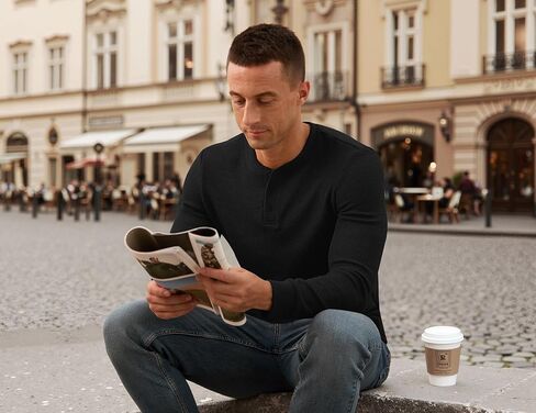 NITAGUT Men's Henley Shirts Long Sleeve Button T-Shirt Fashion Casual Pullover Shirt in Saudi Arabia