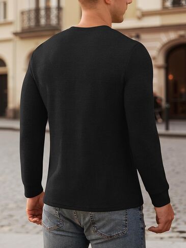 NITAGUT Men's Henley Shirts Long Sleeve Button T-Shirt Fashion Casual Pullover Shirt in Saudi Arabia