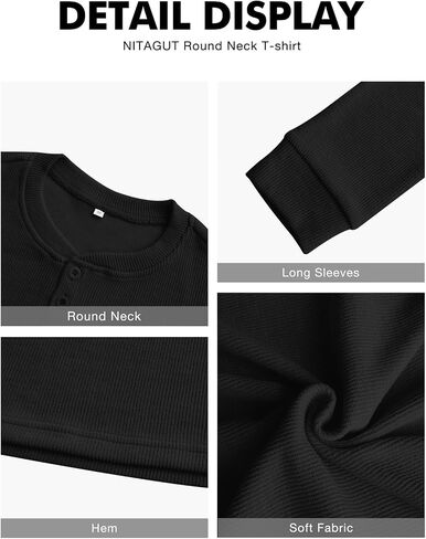NITAGUT Men's Henley Shirts Long Sleeve Button T-Shirt Fashion Casual Pullover Shirt in Saudi Arabia