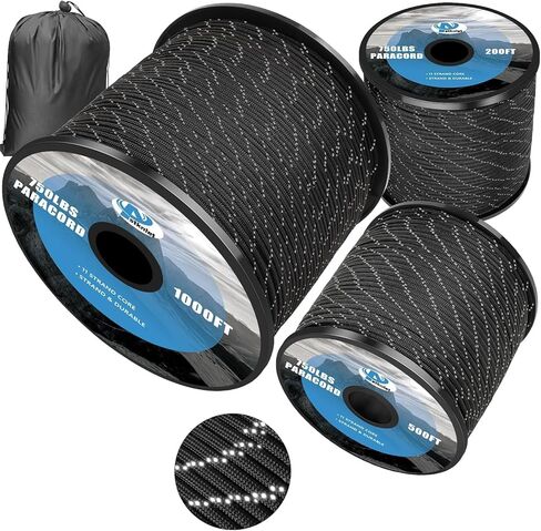 750ib حبل paracord العاكس ، 100 '200' 500 '1000' ، 4mm 11 ستراند المظلة سلك التخزين in Kuwait