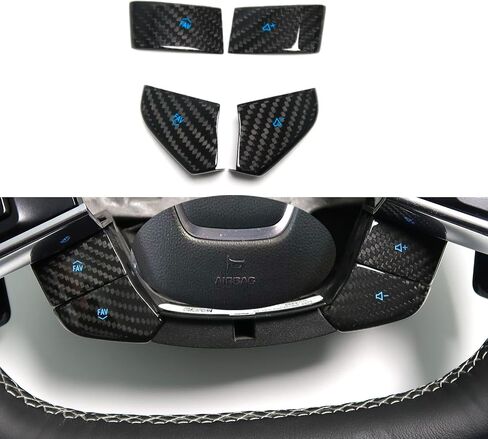 غطاء زر حجم ألياف الكربون الأصلي لشيفروليه كورفيت C8 Z06 Coupe 2020 2021 2022 ، 4 مساءً ملصقات عجلة القيادة ، الأحمر ، الأزرق ، الأبيض (أبيض) in Kuwait