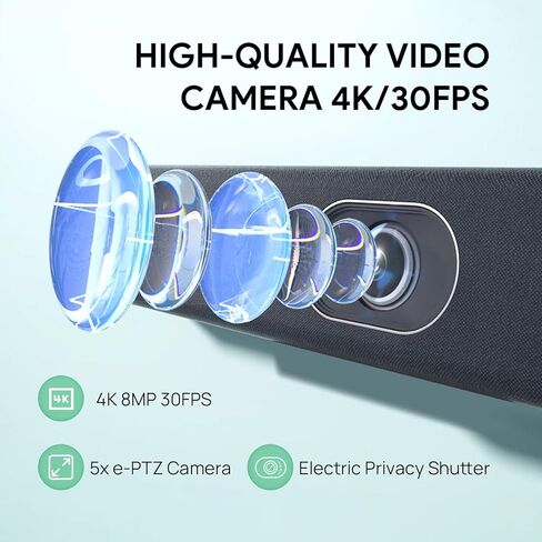 Yealink UVC34 Conference Room Camera 4K UHD Meeting Device 120°FoV Auto Framing Speaker Tracking AI Face Enhancement 8 Mic Arrays 5W High Fidelity Speaker All-in-one USB Video Bar in Saudi Arabia