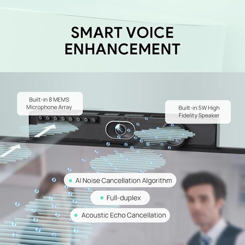 Yealink UVC34 Conference Room Camera 4K UHD Meeting Device 120°FoV Auto Framing Speaker Tracking AI Face Enhancement 8 Mic Arrays 5W High Fidelity Speaker All-in-one USB Video Bar in Saudi Arabia