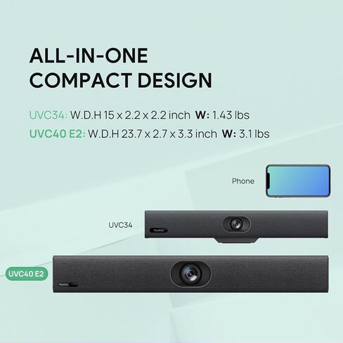 Yealink UVC34 Conference Room Camera 4K UHD Meeting Device 120°FoV Auto Framing Speaker Tracking AI Face Enhancement 8 Mic Arrays 5W High Fidelity Speaker All-in-one USB Video Bar in Saudi Arabia