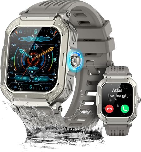 الساعات الذكية العسكرية للرجال (الإجابة/إجراء المكالمات) ، 1.91 '' Fitness Smart Watch for Android و iPhone و IP68 Tracker Fitness Fitness مع أوضاع Step Counter/Sleep/110+ Sport ، ساعة ذكية للرجال in Kuwait