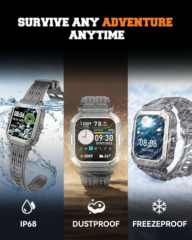 الساعات الذكية العسكرية للرجال (الإجابة/إجراء المكالمات) ، 1.91 '' Fitness Smart Watch for Android و iPhone و IP68 Tracker Fitness Fitness مع أوضاع Step Counter/Sleep/110+ Sport ، ساعة ذكية للرجال in Kuwait