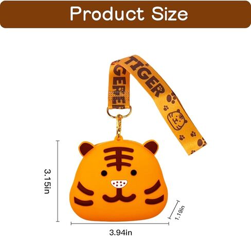 Silicone Mini Coin Purse, Cartoon Animal Coin Purse with Wrist Strap,Little Girl Cartoon Wallet, for Coins, Keys in Kuwait