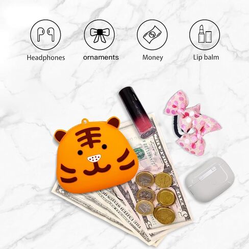 Silicone Mini Coin Purse, Cartoon Animal Coin Purse with Wrist Strap,Little Girl Cartoon Wallet, for Coins, Keys in Kuwait