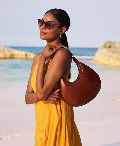 Patricia Nash Coco Crescent Hobo Leather Bag, 11.75L x 3W x 7H inches, 100% Leather, Zipper Closure, Signature Hardware in Saudi Arabia
