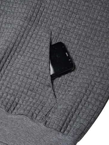 Auxo Mens Quarter Zip Pullover Fashion Quilted Hoodies Long Sleeve hooded Sweatshirt with Pocket in Kuwait