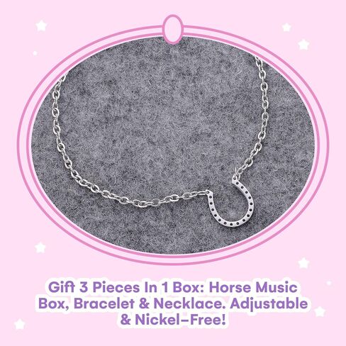 Jewelkeeper Horse Jewellery Storage Music Box & Little Girls Jewellery Set - 3 Horse Gifts for Girls, Musical Jewellery Box, Childrens Jewellery Box, Gifts for Kids in Kuwait