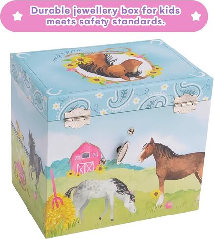 Jewelkeeper Horse Jewellery Storage Music Box & Little Girls Jewellery Set - 3 Horse Gifts for Girls, Musical Jewellery Box, Childrens Jewellery Box, Gifts for Kids in Kuwait