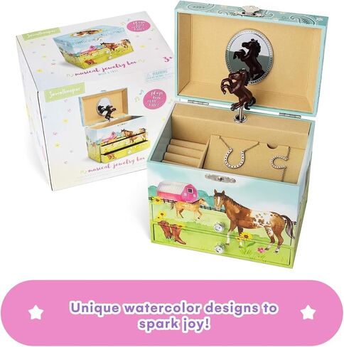 Jewelkeeper Horse Jewellery Storage Music Box & Little Girls Jewellery Set - 3 Horse Gifts for Girls, Musical Jewellery Box, Childrens Jewellery Box, Gifts for Kids in Kuwait
