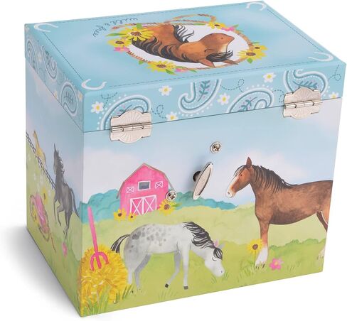Jewelkeeper Horse Jewellery Storage Music Box & Little Girls Jewellery Set - 3 Horse Gifts for Girls, Musical Jewellery Box, Childrens Jewellery Box, Gifts for Kids in Kuwait