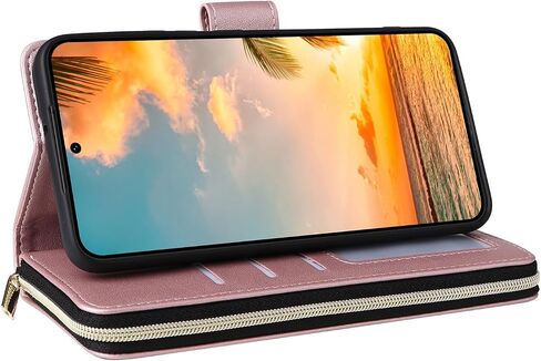 Asuwish Phone Case for Samsung Galaxy S22 Plus S22+ 5G Cover with Tempered Glass Screen Protector and Zipper Wallet Card Holder Slot Stand Flip Cell S22+5G S22plus 22S + S 22 22+ Women Men Black in Saudi Arabia