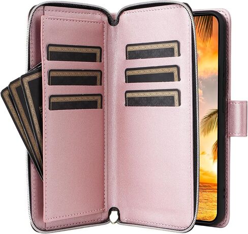Asuwish Phone Case for Samsung Galaxy S22 Plus S22+ 5G Cover with Tempered Glass Screen Protector and Zipper Wallet Card Holder Slot Stand Flip Cell S22+5G S22plus 22S + S 22 22+ Women Men Black in Saudi Arabia