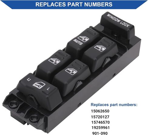 Car Power Window Switch Control Open Button Compatible with 2000 2001 2002 Chevy Tahoe Suburban Silverado Avalanche GMC Yukon Sierra 1500 2500 3500 Cadillac Escalade Replaces 19259961 ‎15062650 in Saudi Arabia