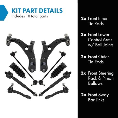 TRQ Front Steering & Suspension Kit Compatible with 2014-2018 Mazda 3 in Saudi Arabia