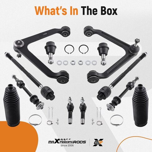 maXpeedingrods 12Pc 2WD RWD Front Upper Control Arm Kit for Dodge Ram 1500 2002-2005, Suspension Kit with Ball Joint Sway Bar Link Outer Inner Tie Rods Boots in Saudi Arabia