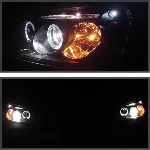SPEC-D TUNING LED Halo Glossy Black Housing Smoke Lens Projector Headlights Compatible with 2001-2003 Honda Civic 2/4 Door, Left + Right Pair Headlamps Assembly in Saudi Arabia