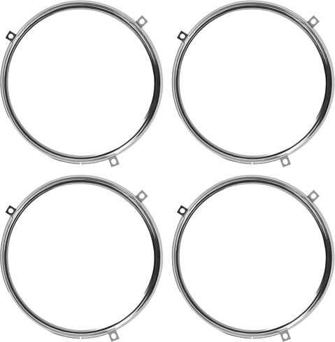 HECASA 4 PCS HELDING REPING RING متوافق مع 1964-1972 CHEVROLET CHEVY CHEVELLE/EL CAMINO/IMPALA 1966-1970 PONTIAC GTO/LEMANS/TEMPEST HAMPIST MOLPLING Steel Chrome Slopery in Saudi Arabia