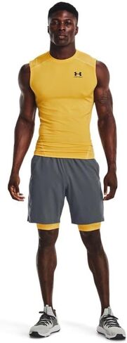 Under Armour Big & Tall HeatGear Armor Comp بدون أكمام منتصف الليل كحلي/أبيض 2XT in Kuwait