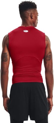 Under Armour Big & Tall HeatGear Armor Comp بدون أكمام منتصف الليل كحلي/أبيض 2XT in Kuwait