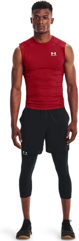 Under Armour Big & Tall HeatGear Armor Comp بدون أكمام منتصف الليل كحلي/أبيض 2XT in Kuwait