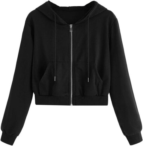 هوديس للنساء zip up sweatshirtts اقتصاص هوديي الأكمام الطويلة قمم تجريب السترات الموضة في سن المراهقة الفتيات y2k الملابس in Saudi Arabia