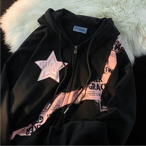 2023 Grunge Hoody Star Print Hoody Fairy Grunge Clothes Women Autumn Y2K Hoody Fashion Casual Long Sleeve Clothes in Saudi Arabia