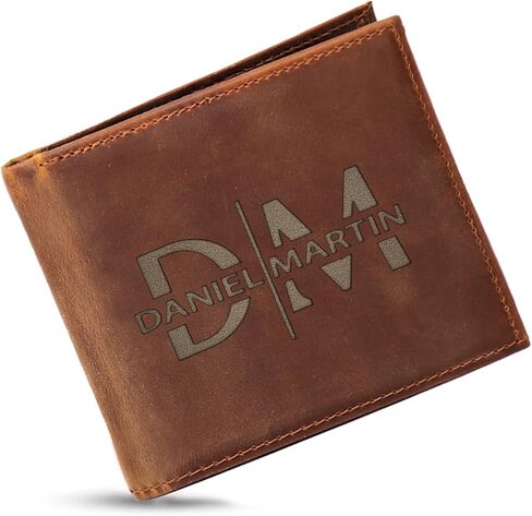 Personalized Mens Wallet Gift, Custom Leather Wallets for Him, Boyfriend, Husband, Mens, Son, Engraved Bifold Men Wallet, Billeteras, Men Gift for Christmas, Birthday, Anniversary (Tan) in Saudi Arabia