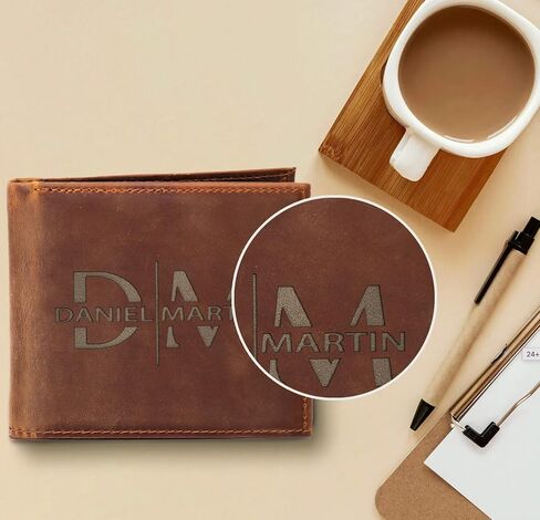 Personalized Mens Wallet Gift, Custom Leather Wallets for Him, Boyfriend, Husband, Mens, Son, Engraved Bifold Men Wallet, Billeteras, Men Gift for Christmas, Birthday, Anniversary (Tan) in Saudi Arabia