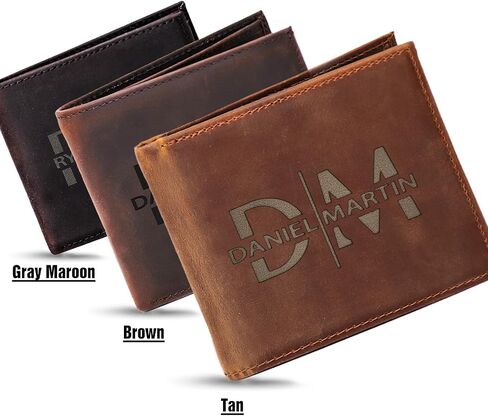 Personalized Mens Wallet Gift, Custom Leather Wallets for Him, Boyfriend, Husband, Mens, Son, Engraved Bifold Men Wallet, Billeteras, Men Gift for Christmas, Birthday, Anniversary (Tan) in Saudi Arabia