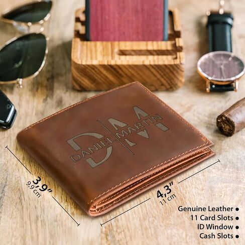Personalized Mens Wallet Gift, Custom Leather Wallets for Him, Boyfriend, Husband, Mens, Son, Engraved Bifold Men Wallet, Billeteras, Men Gift for Christmas, Birthday, Anniversary (Tan) in Saudi Arabia