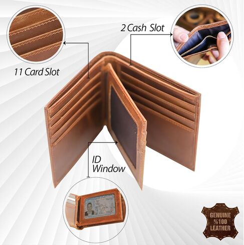 Personalized Mens Wallet Gift, Custom Leather Wallets for Him, Boyfriend, Husband, Mens, Son, Engraved Bifold Men Wallet, Billeteras, Men Gift for Christmas, Birthday, Anniversary (Tan) in Saudi Arabia