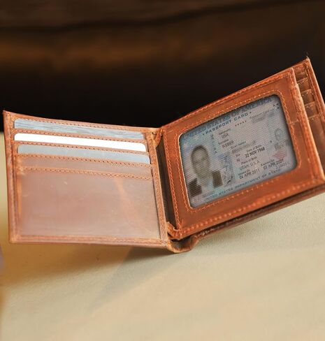 Personalized Mens Wallet Gift, Custom Leather Wallets for Him, Boyfriend, Husband, Mens, Son, Engraved Bifold Men Wallet, Billeteras, Men Gift for Christmas, Birthday, Anniversary (Tan) in Saudi Arabia