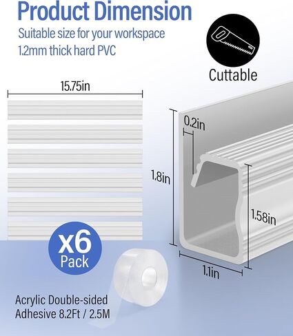 6 Pack Under Desk Cable Management Kit, J Channel Cable Raceway with Double Side Tape, Cord Organizer Tray for Desk, Easy Install, No Drilling, Cable Hider for Home & Office, Child & Pet Proof in Kuwait