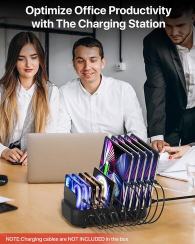 Soopii USB C Multi Charge Station ، 100W 10-Port Type C Fast Charger Station لأجهزة متعددة مع مقاطعات قابلة للتعديل ، منظم الشاحن المتوافق مع الهاتف ، الكمبيوتر اللوحي ، Kindle والمزيد (أبيض) in Kuwait