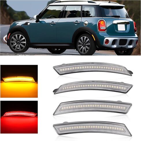 HECASA LED Marker Marker Light متوافق مع 2007-2015 MINI Cooper R55 R56 R57 R58 R59 R60 R61 ، Fender Pumper Lamps 4pcs Clear Lens White LED ، Clubman Hatch Convertible Coupe in Saudi Arabia