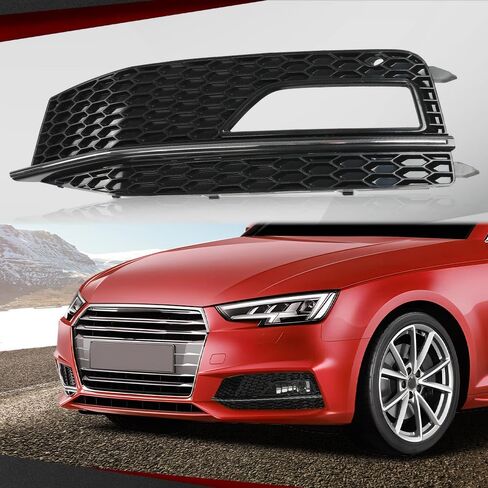 CROSSDESIGN Front Bumper Fog Light Cover Grille Chrome Silver Trim Compatible with Audi A4 S-Line B8.5 2013-2016/Compatible with Audi A4 S4 B8.5 2013-2016 Left Side in Saudi Arabia