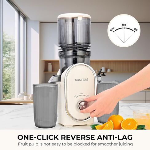 SUSTEAS Juicer Machines with 5.3" Extra Wide Chute, Whole Fruits Vegetables | Cold Press Juicer for 50oz Capacity Juice Extractor, High Juice Yield, Easy to Clean, Masticating juicer, Premium Black in Kuwait