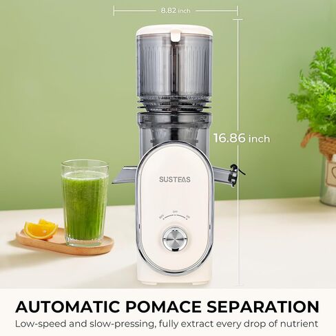 SUSTEAS Juicer Machines with 5.3" Extra Wide Chute, Whole Fruits Vegetables | Cold Press Juicer for 50oz Capacity Juice Extractor, High Juice Yield, Easy to Clean, Masticating juicer, Premium Black in Kuwait