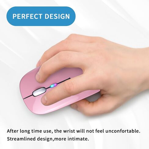 Wireless Bluetooth Mouse, Rechargeable, LED, Silent, Ultra-thin Design (Bluetooth 5.2 and 2.4GHz USB Receiver) | Portable Computer Mouse for Laptops, iPads, MacBooks and Apple Devices (Black) in Saudi Arabia
