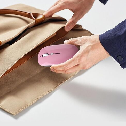 Wireless Bluetooth Mouse, Rechargeable, LED, Silent, Ultra-thin Design (Bluetooth 5.2 and 2.4GHz USB Receiver) | Portable Computer Mouse for Laptops, iPads, MacBooks and Apple Devices (Black) in Saudi Arabia