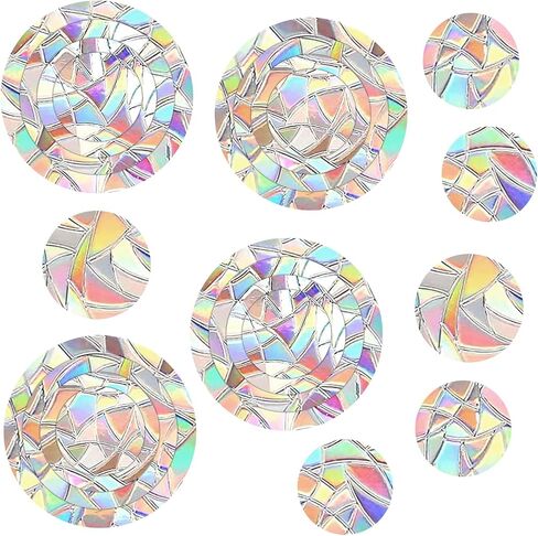 32pcs ملصقات قوس قزح ملصقات دائرة الدائرة ، شارات النوافذ المضادة للإنقراض ، تنقذ الطيور من تصادمات النوافذ غير اللطيفة للفيروسات المنشورية للنوافذ الزجاجية in Saudi Arabia