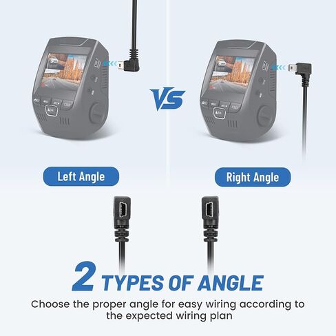 EWAY Mini USB Dash Cam Power Cable 13ft, USB 2.0 A to 90 Degree Left Angle Mini-B USB Charging Cord Power Supply Car Charger Adapter Connector for Dashcam Dashboard Recorder Mirror Cam Backup Camera in Saudi Arabia