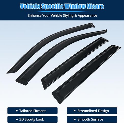 FreeMotor802 Tape-On Windows ، حراس المطر ، يناسب 2001-2005 Toyota Rav4 ، دخان على الطراز النحيف ملون أكريليك 4 PCS انحراف الرياح in Saudi Arabia