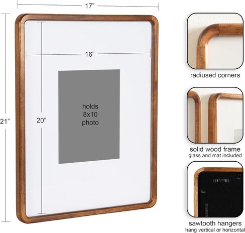 Kate and Laurel Inglewood Modern Wall Picture Frame Set of 3; 16x20 matted to 8x10; Walnut Brown; Three-Piece Frame Set for Gallery Wall Accent Set in Living Room Decor in Saudi Arabia