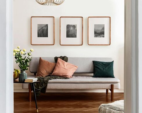 Kate and Laurel Inglewood Modern Wall Picture Frame Set of 3; 16x20 matted to 8x10; Walnut Brown; Three-Piece Frame Set for Gallery Wall Accent Set in Living Room Decor in Saudi Arabia
