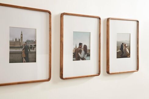 Kate and Laurel Inglewood Modern Wall Picture Frame Set of 3; 16x20 matted to 8x10; Walnut Brown; Three-Piece Frame Set for Gallery Wall Accent Set in Living Room Decor in Saudi Arabia